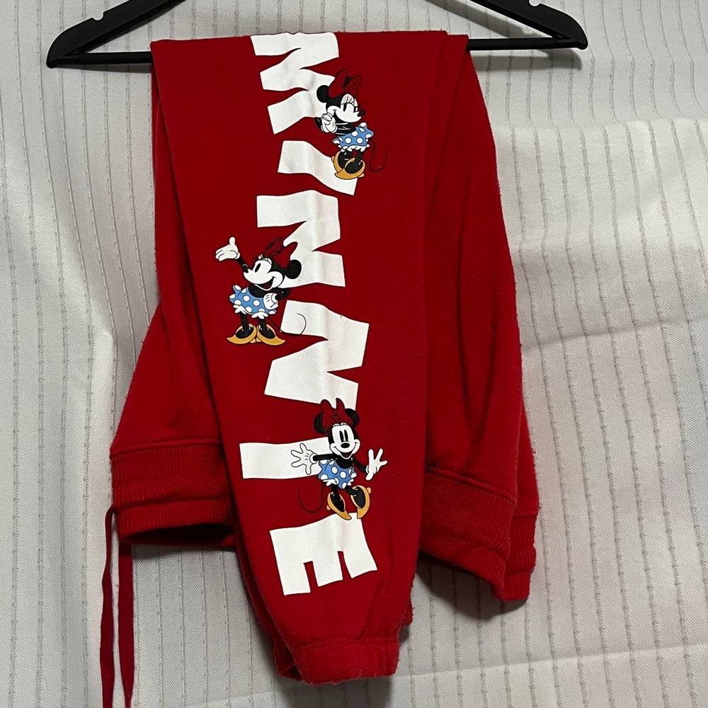 Disney Minnie Mouse RED Drawstring Jersey Pants, sz L